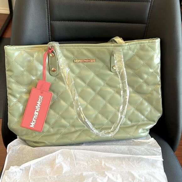 Montana West Quilted Light Green Women's Handbag - Picture 5 of 6
